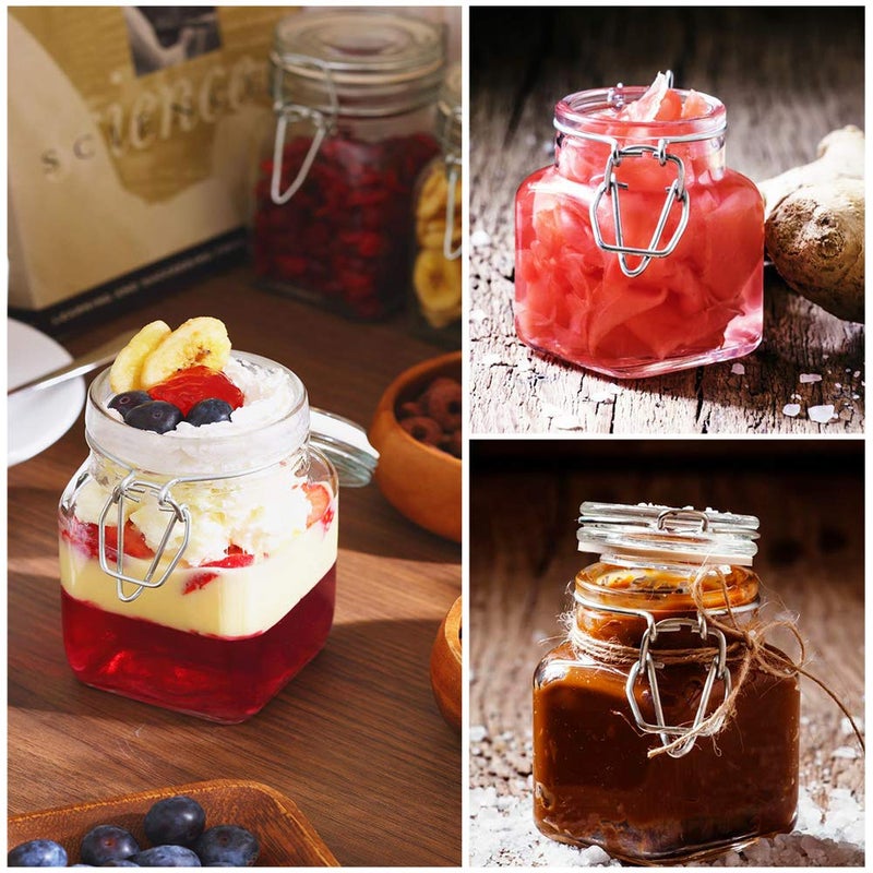 SPANLA Spice Jars, 24 Pack 4oz Small Glass Jars with Airtight Hinged Lid, With 24 Spice Labels & Silicone Funnels, Airtight Glass Jars for Spices, Condiments Herb Seasoning Art Craft Storage - Image 5